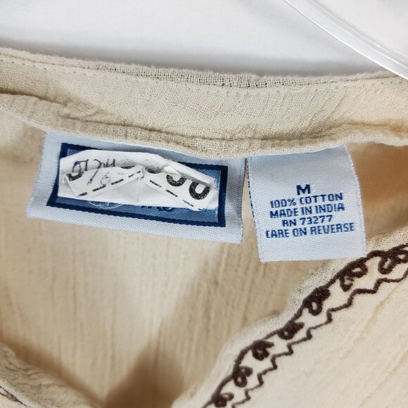 Baby & Me Cream & Brown V Neck Lng Slv Crimped Fabric Womens Maternity Blouse M - Picture 6 of 11